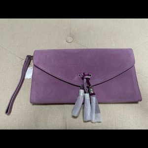 WHBM plum clutch/wristlet